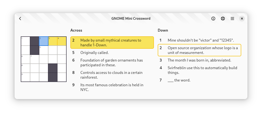 My mini crossword